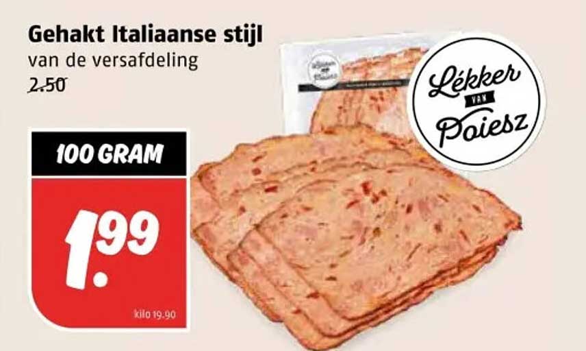 Gehakt Italiaanse stijl van de versafdeling