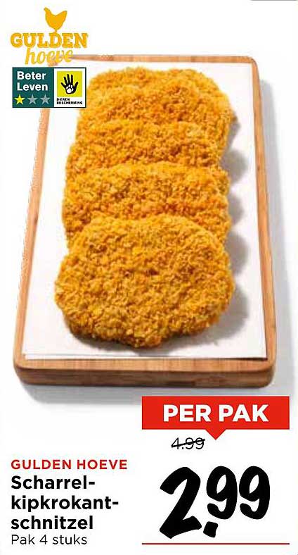 GULDEN HOEVE Scharrel-kipkrokantschnitzel Pak 4 stuks
