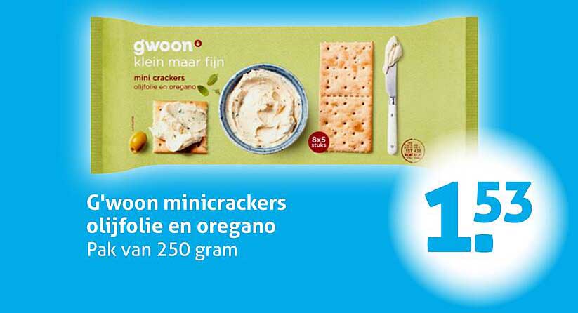 G'woon minicrackers olijfolie en oregano Pak van 250 gram