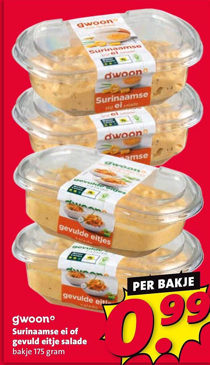 gwoon Surinaamse ei of gevuld eitje salade bakje 175 gram