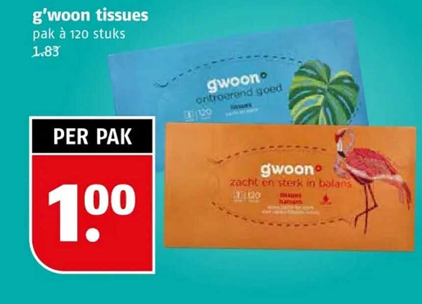 g'woon tissues pak à 120 stuks