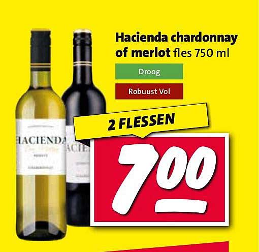 Hacienda chardonnay of merlot fles 750 ml