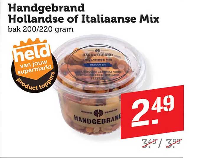 Handgebrand Hollandse of Italiaanse Mix bak 200/220 gram