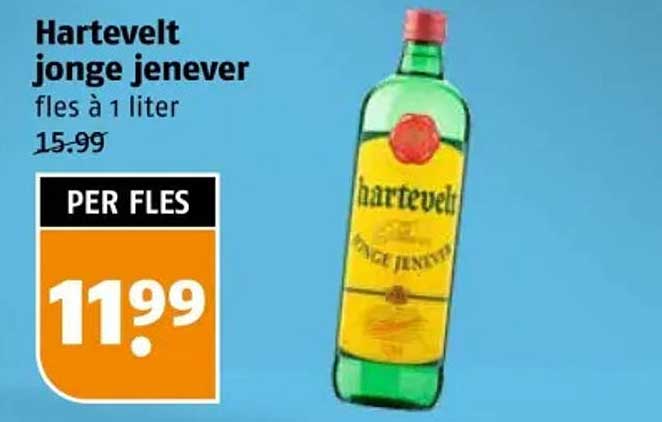 Hartevelt jonge jenever fles à 1 liter