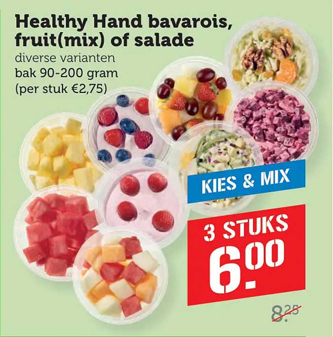 Healthy Hand bavarois, fruit(mix) of salade