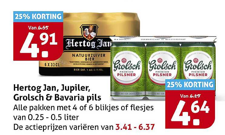 Hertog Jan, Jupiter, Grolsch & Bavaria pils