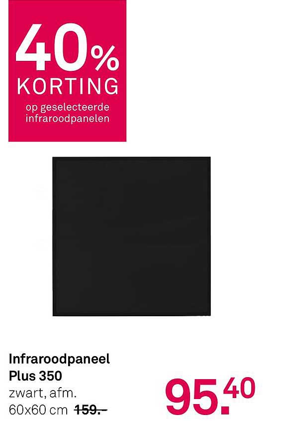 Infraroodpaneel Plus 350 zwart, afm. 60x60 cm