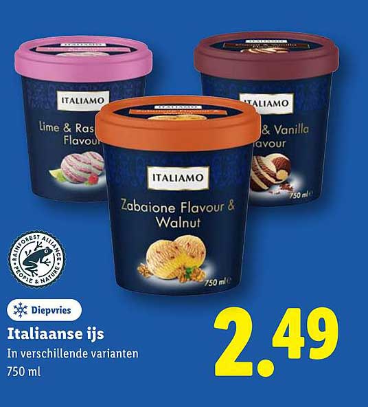 Italiaanse ijs In verschillende varianten 750 ml