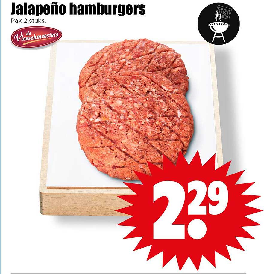 Jalapeño hamburgers - Pak 2 stuks