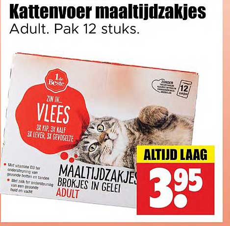 Kattenvoer maaltijdzakjes Adult. Pak 12 stuks.