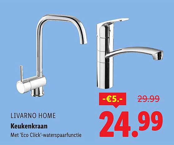Keukenkranen met 'Eco Click'-waterspaarfunctie