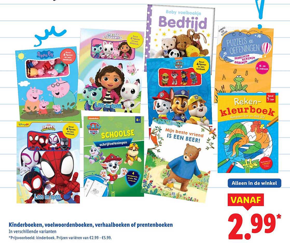 Kinderboeken, voelwoordenboeken, verhaaltjesboeken of prentenboeken in verschillende varianten