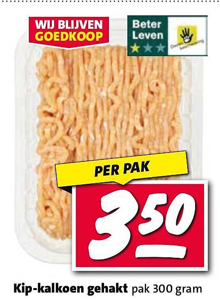 Kip-kalkoen gehakt pak 300 gram