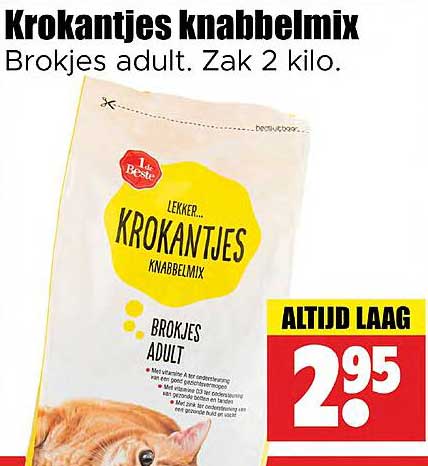 Krokantjes knabbelmix Brokjes adult. Zak 2 kilo.