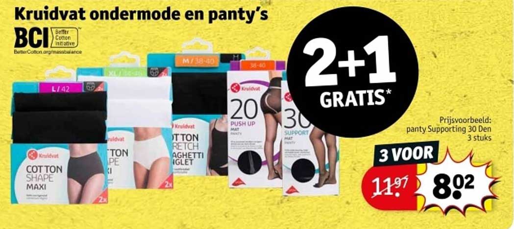 Kruidvat ondermode en panty’s 2+1 GRATIS*