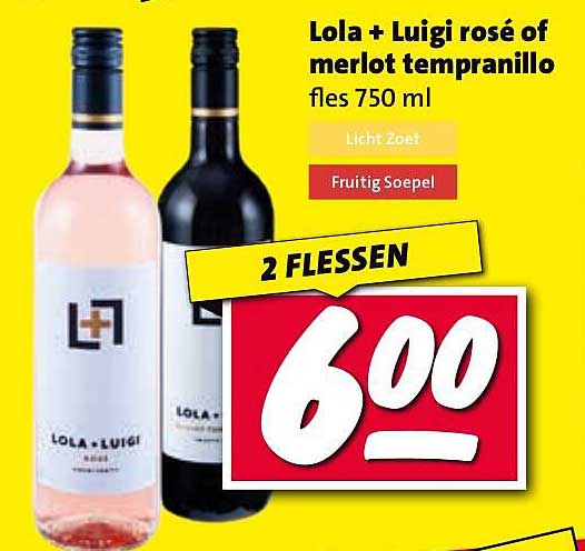 Lola + Luigi rosé of merlot tempranillo fles 750 ml