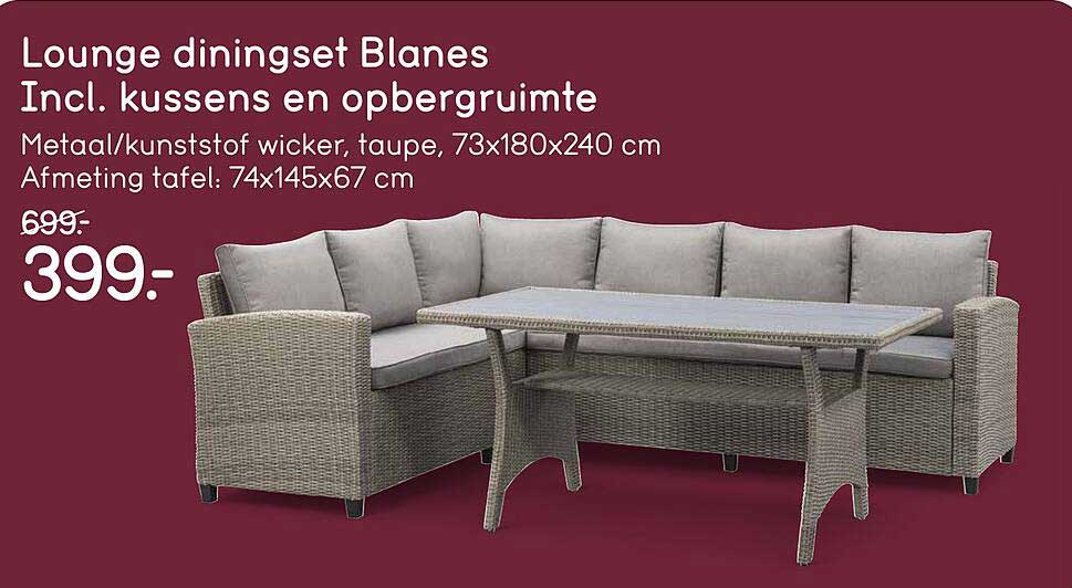Lounge diningset Blanes Incl. kussens en opbergruimte