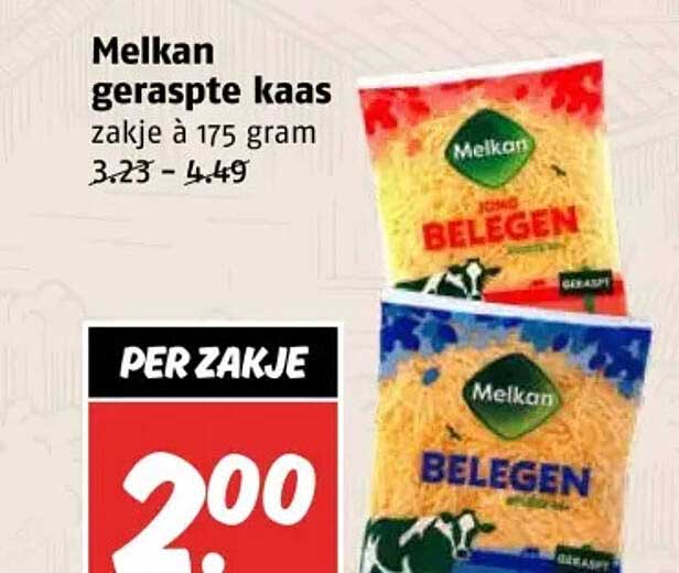 Melkan geraspte kaas zakje à 175 gram