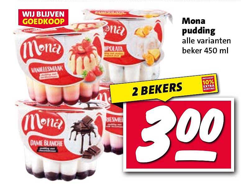 Mona pudding alle varianten beker 450 ml