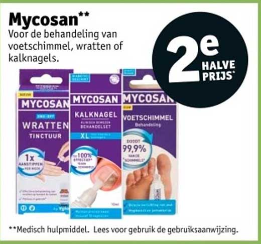 Mycosan** Voor de behandeling van voetschimmel, wratten of kalknagels.