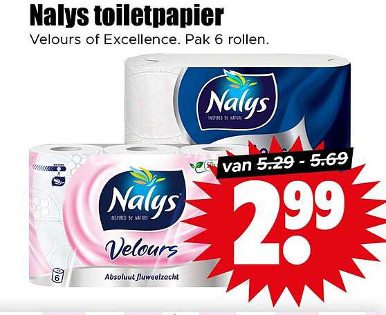 Nalys toiletpapier Velours van 5.29 - 5.69 voor 2.99