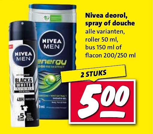Nivea deorool, spray of douche alle varianten, roller 50 ml, bus 150 ml of flacon 200/250 ml