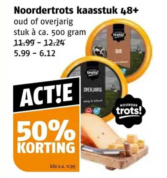 Noordertrots kaasstuk 48+ oud of overjarig stuk à ca. 500 gram