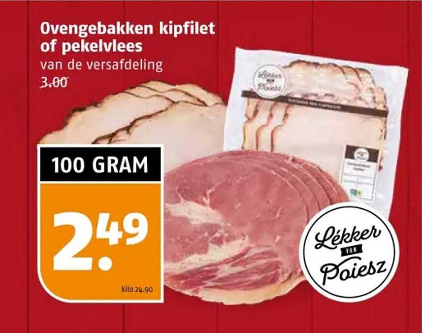 Ovengebakken kipfilet of pekelvlees van de versafdeling