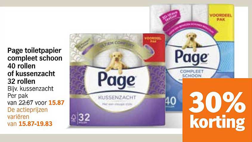 Page toiletpapier compleet schoon 40 rollen of kussenzacht 32 rollen