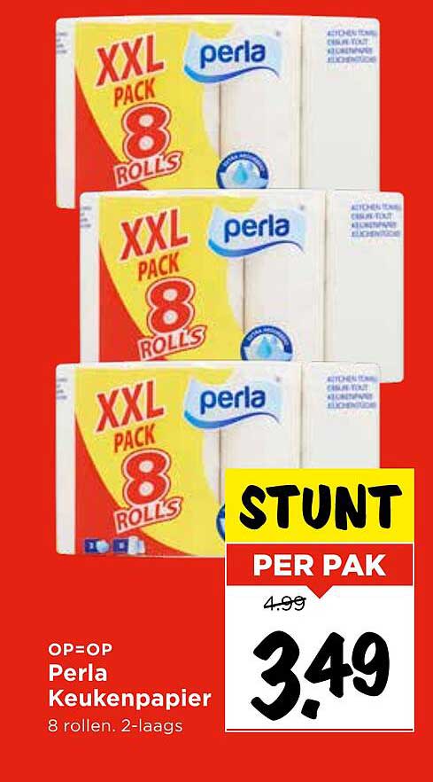 Perla Keukenpapier 8 rollen - 2-laags