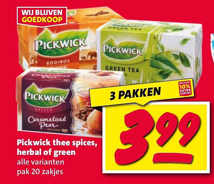 Pickwick thee spices, herbal of green alle varianten pak 20 zakjes