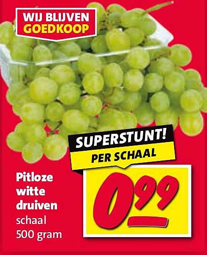 Pitloze witte druiven schaal 500 gram