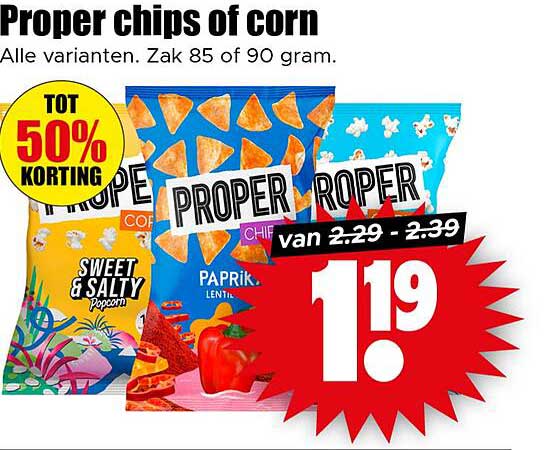 Proper chips of corn