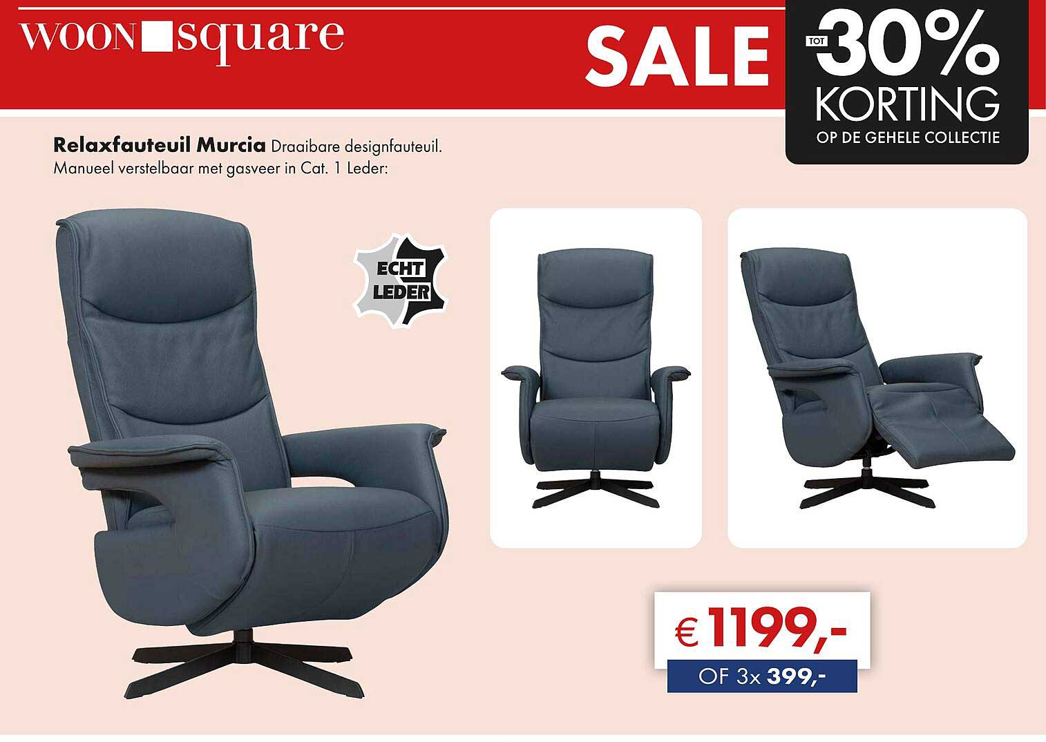 Relaxfauteuil Murcia Draaibare designfauteuil.