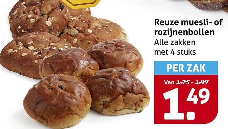 Reuze muesli- of rozijnenbollen