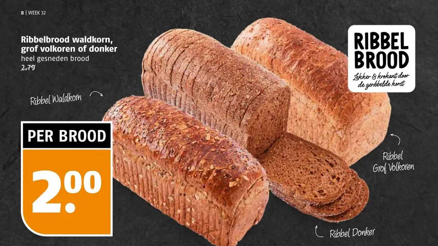 Ribbelbrood waldkorn, grof volkoren of donker
