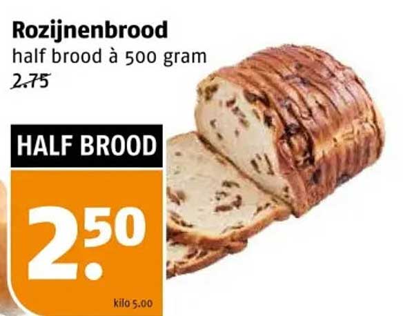 Rozijnenbrood half brood à 500 gram