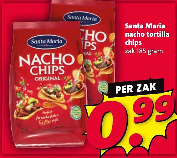 Santa Maria nacho tortilla chips zak 185 gram