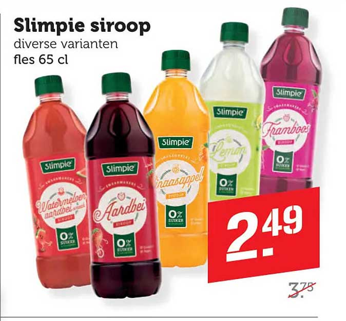 Slimpie siroop diverse varianten fles 65 cl