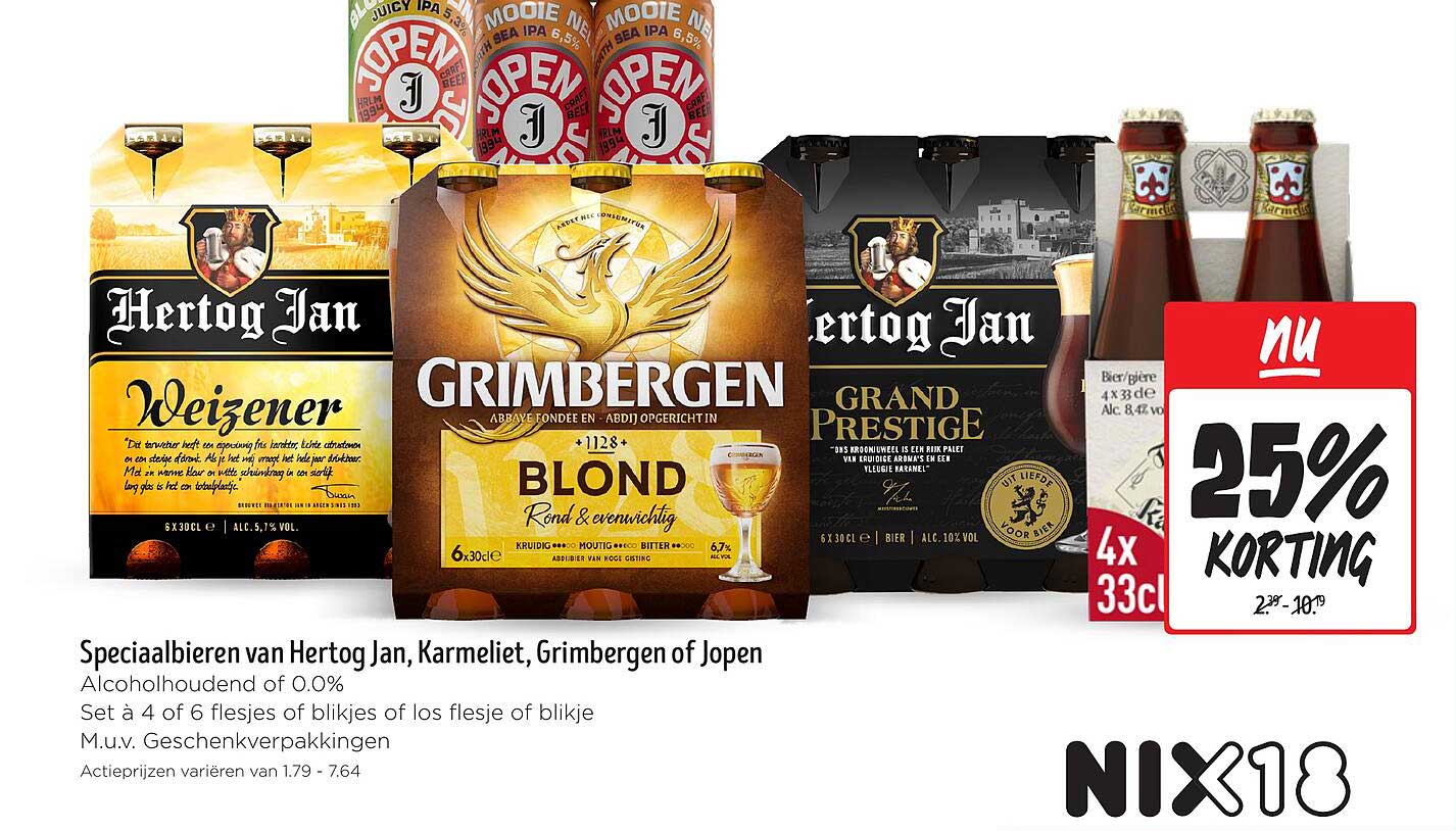 Speciaalbieren van Hertog Jan, Karmeliet, Grimbergen of Jopen