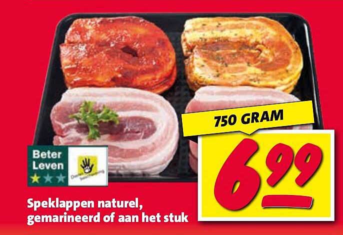Speklappen natuur, gemarineerd of aan het stuk