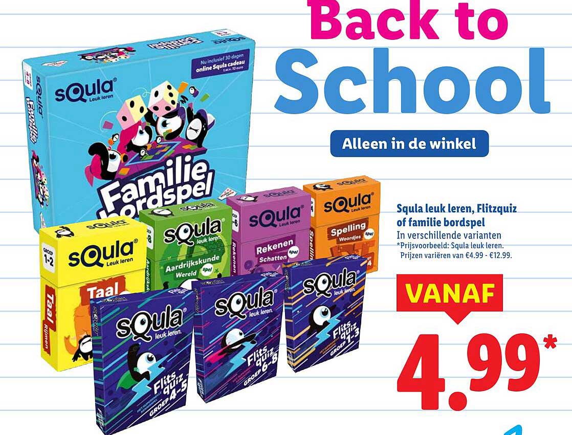 Squla leuk leren, Flitzquiz of familie bordspel
