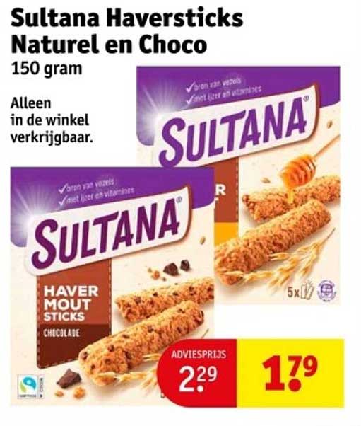 Sultana Haversticks Naturel en Choco 150 gram
