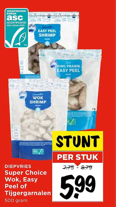 Super Choice Wok, Easy Peel of Tijgergarnalen
