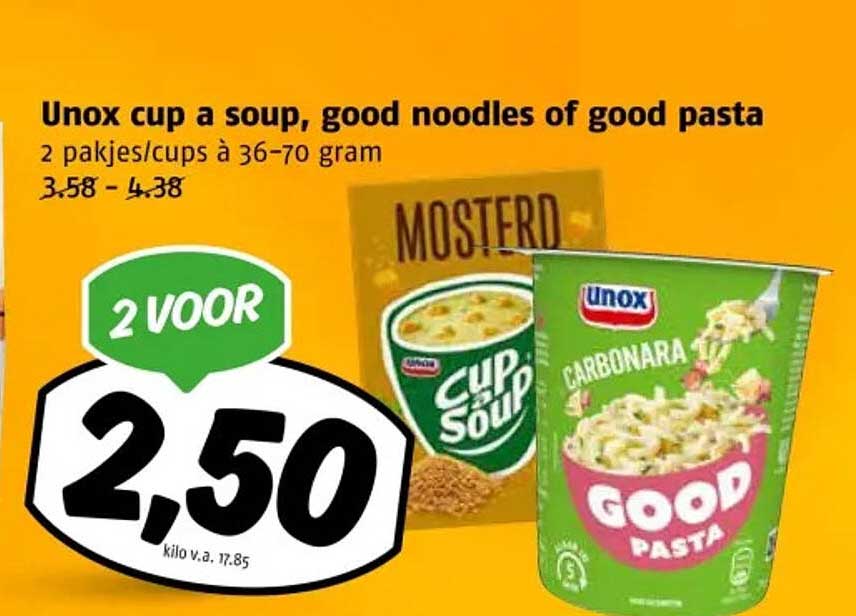 Unox cup a soup, good noodles of good pasta