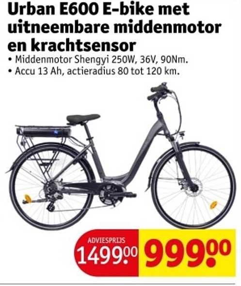 Urban E600 E-bike met uitneembare middenmotor en krachtsensor