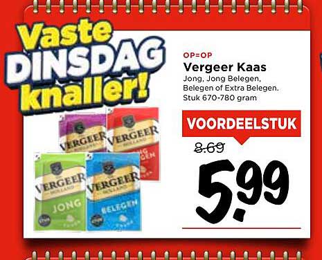 Vergeer Kaas Jong, Jong Belegen, Belegen of Extra Belegen 670-780 gram
