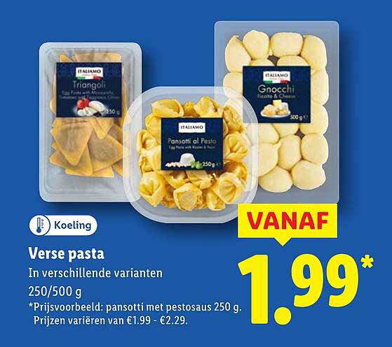 Verse pasta in verschillende varianten