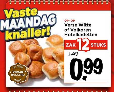 Verse Witte of Volkoren Hotelkadetten Zak 12 Stuks