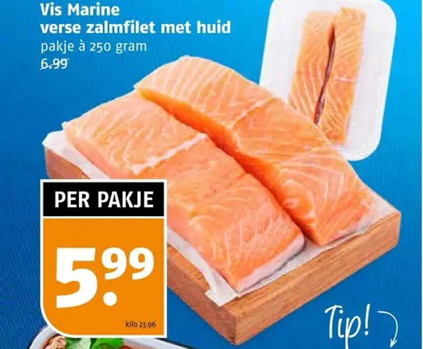 Vis Marine verse zalmfilet met huid